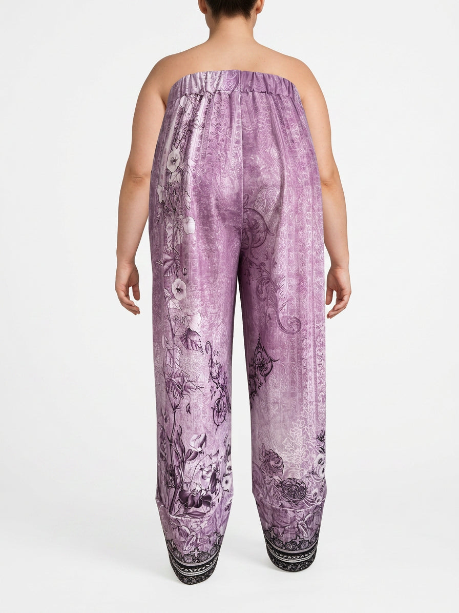 Olwen | Vintage Floral Capri Trouser With Elastic Waist