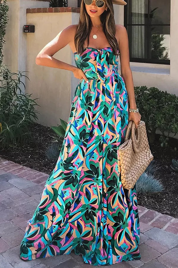 Calla - Paradise Calling Tropical Print Off Shoulder Jumpsuit