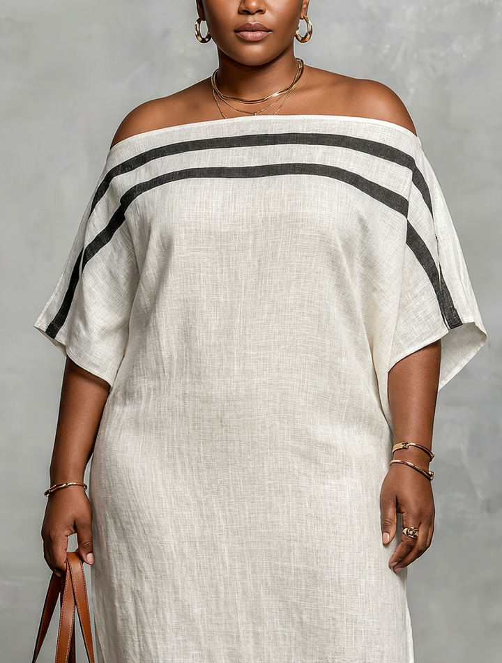 Ffion Maxi Dress for Women with Off-the-Shoulder Neckline and Batwing Sleeves