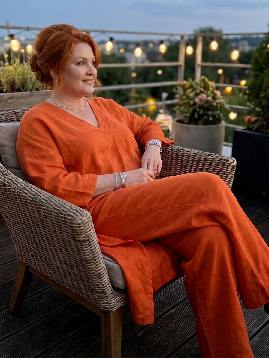 Juna | Loose Tunic Top Wide Leg Trouser Set
