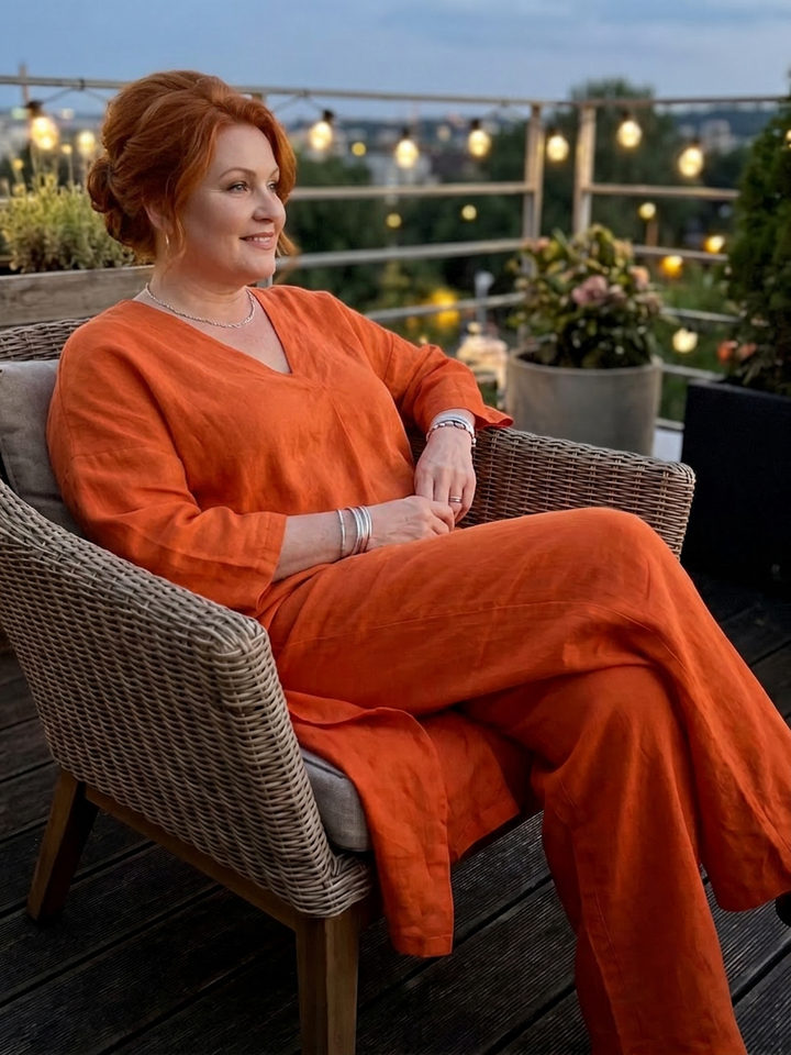 Juna | Loose Tunic Top Wide Leg Trouser Set