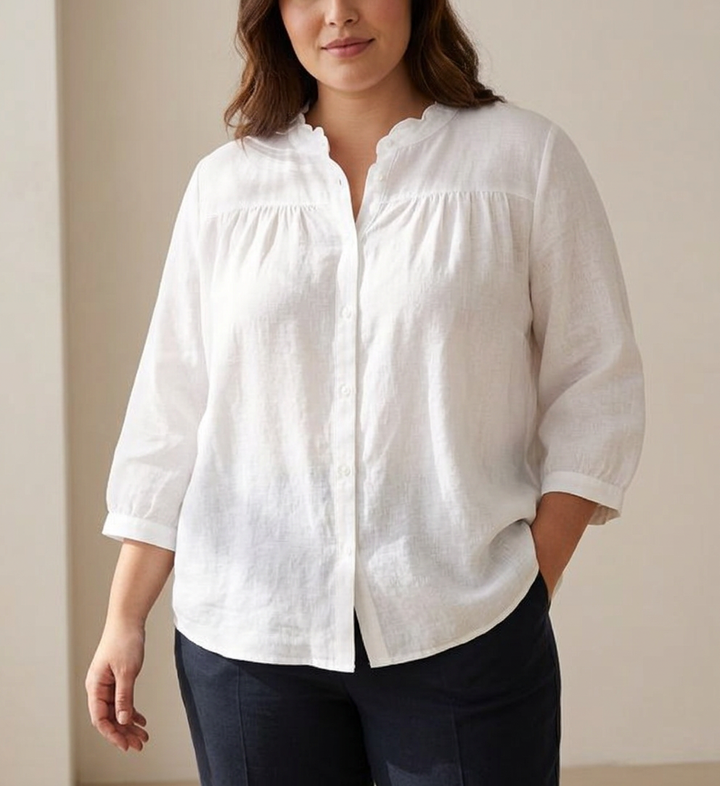 Rhian - Pure Cotton Shirt With Pleat Work