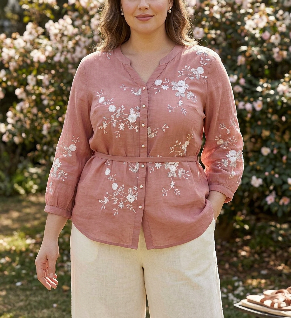 Daria - Pure Cotton Embroidered Shirt