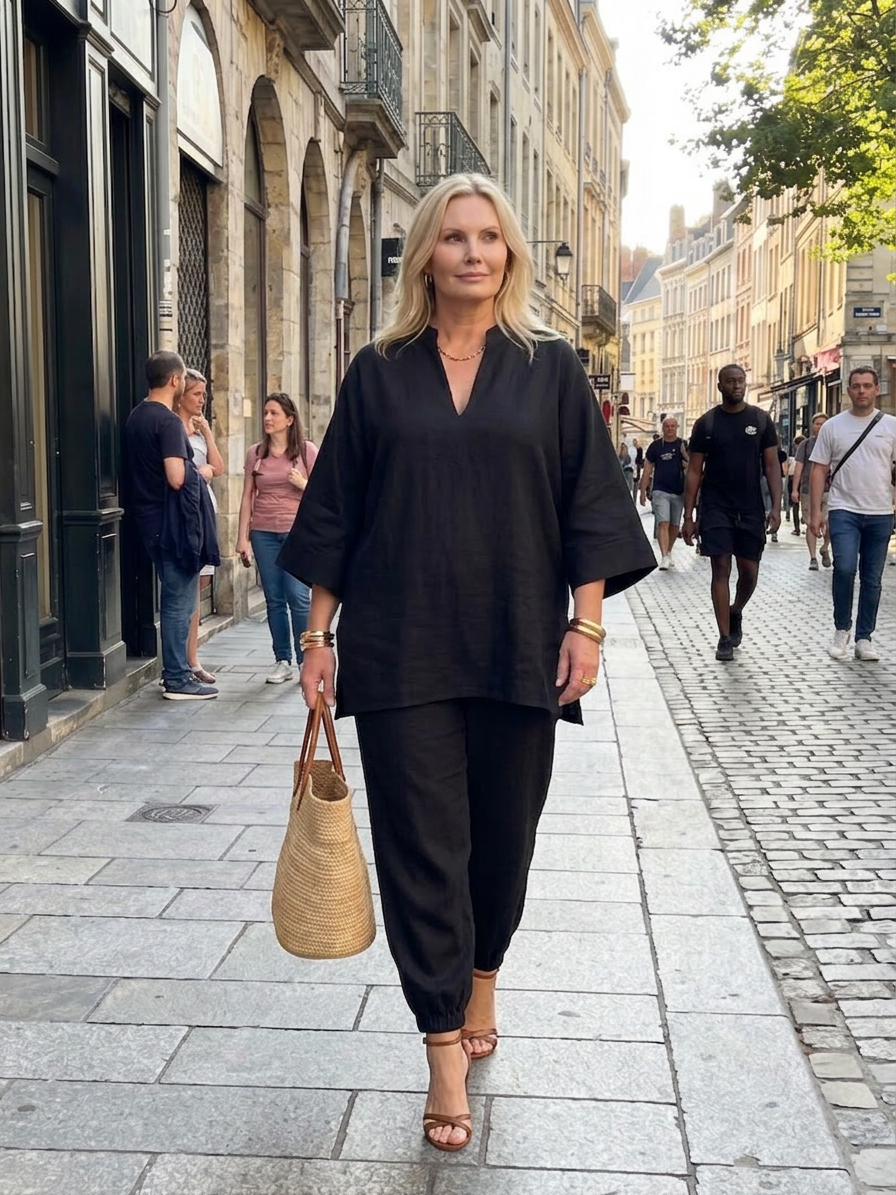 Heledd | V Neck Tunic Gathered Trouser Set