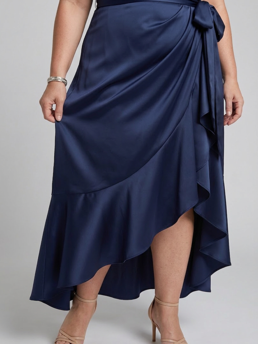 Amina | Halter Neck Wrap Asymmetric Hem Midi Dress