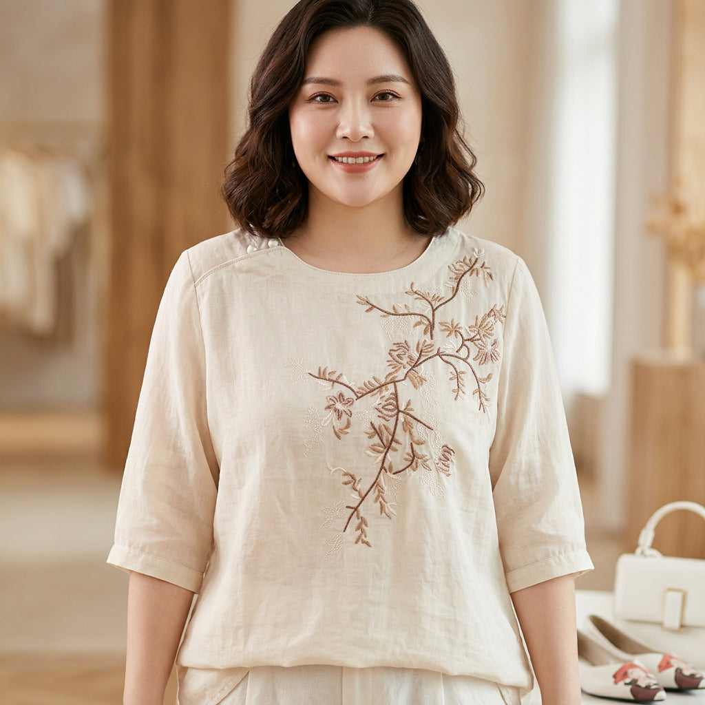 Isadora - Pure Cotton Embroidered Womens Top