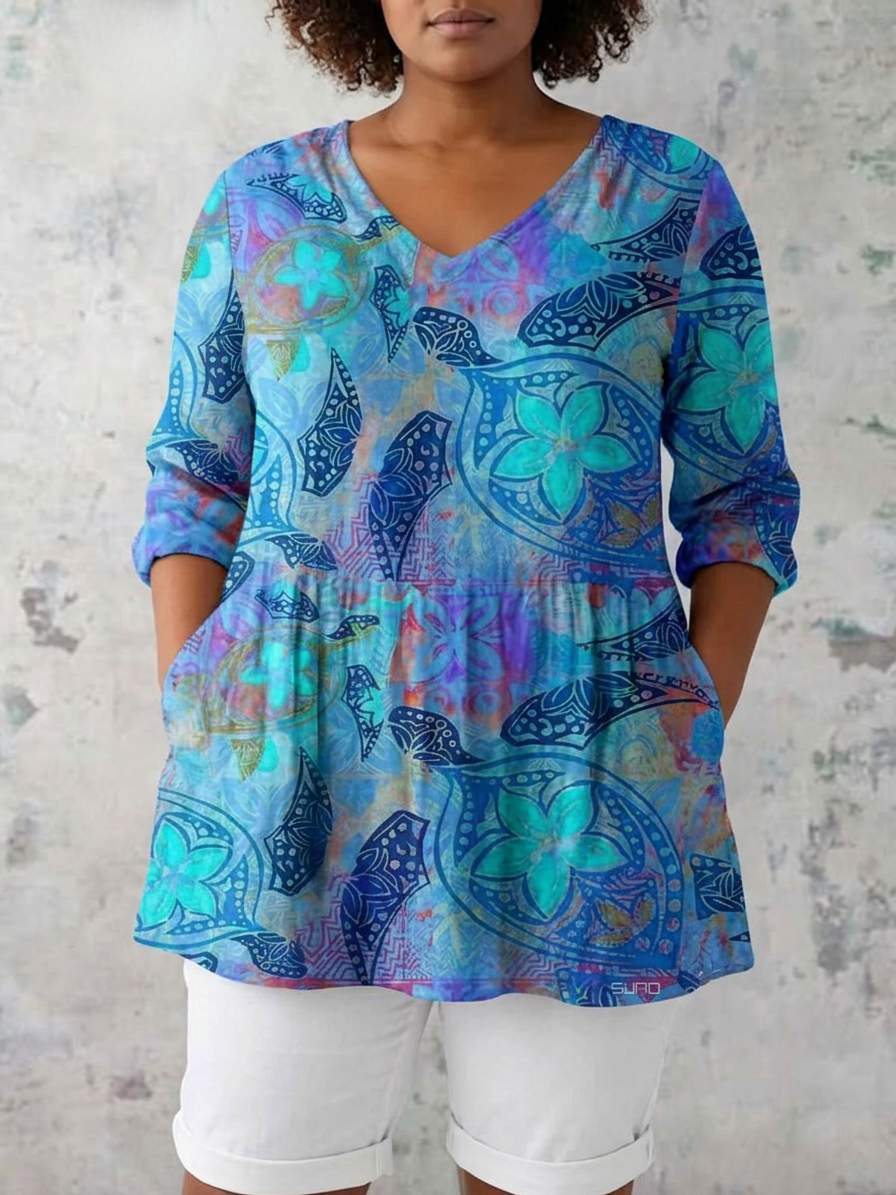 Heledd | Long Blouse with V-Neck