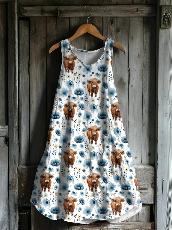 Leontine - Rustic Meadow Highland Cow Dress
