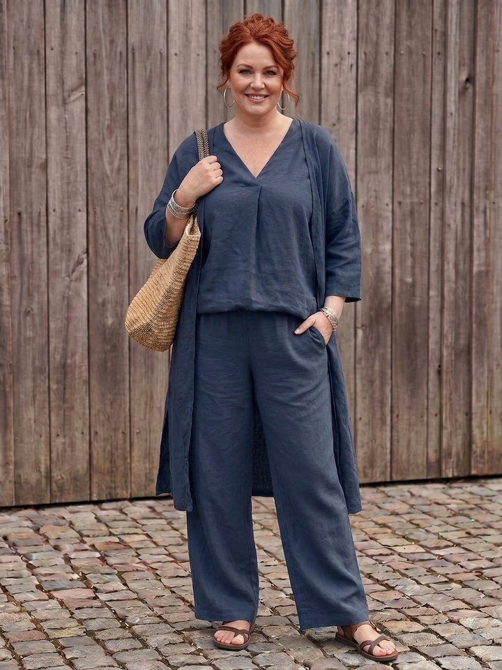 Juna | Loose Tunic Top Wide Leg Trouser Set