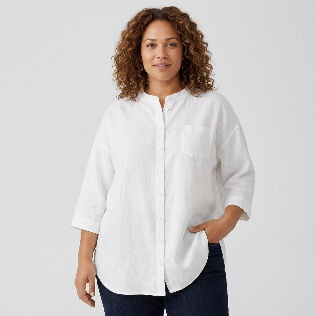 Cataleya - Classic Pure Cotton Plain Shirt With Pocket