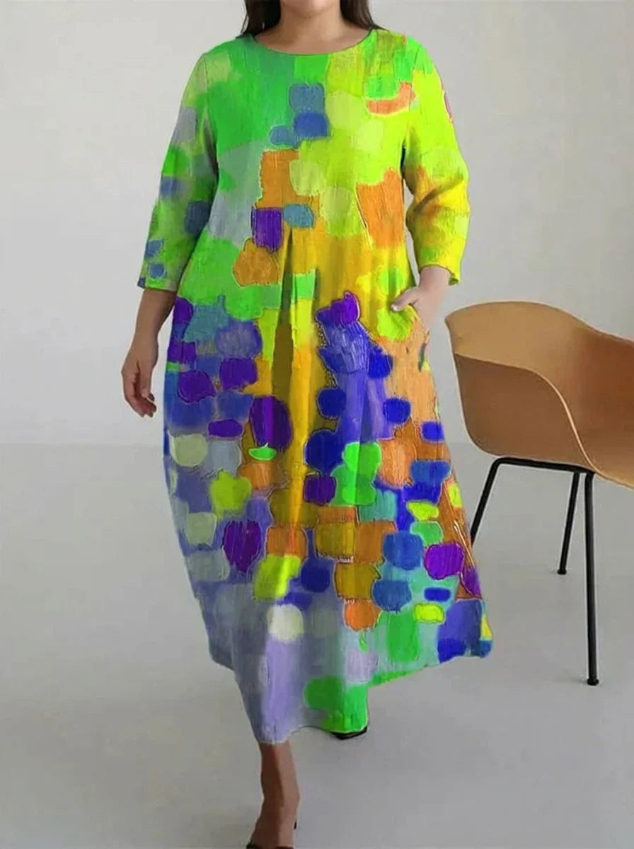 Vael | Casual Oil Art Flory Print Dress