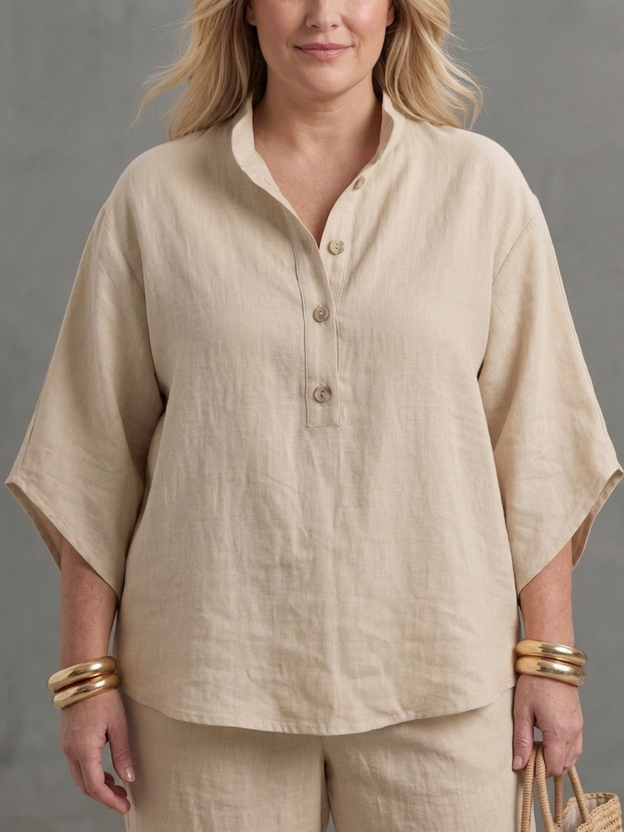 Eleni | Button Front Relaxed Tunic Trouser Set