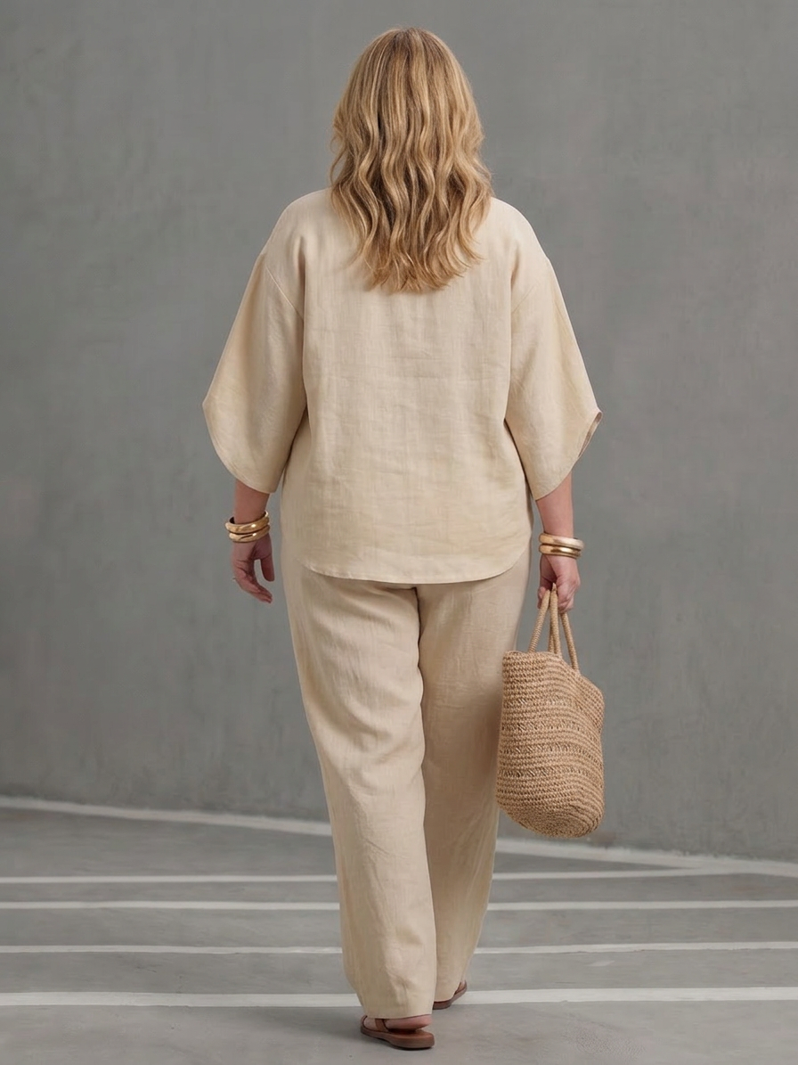Eleni | Button Front Relaxed Tunic Trouser Set