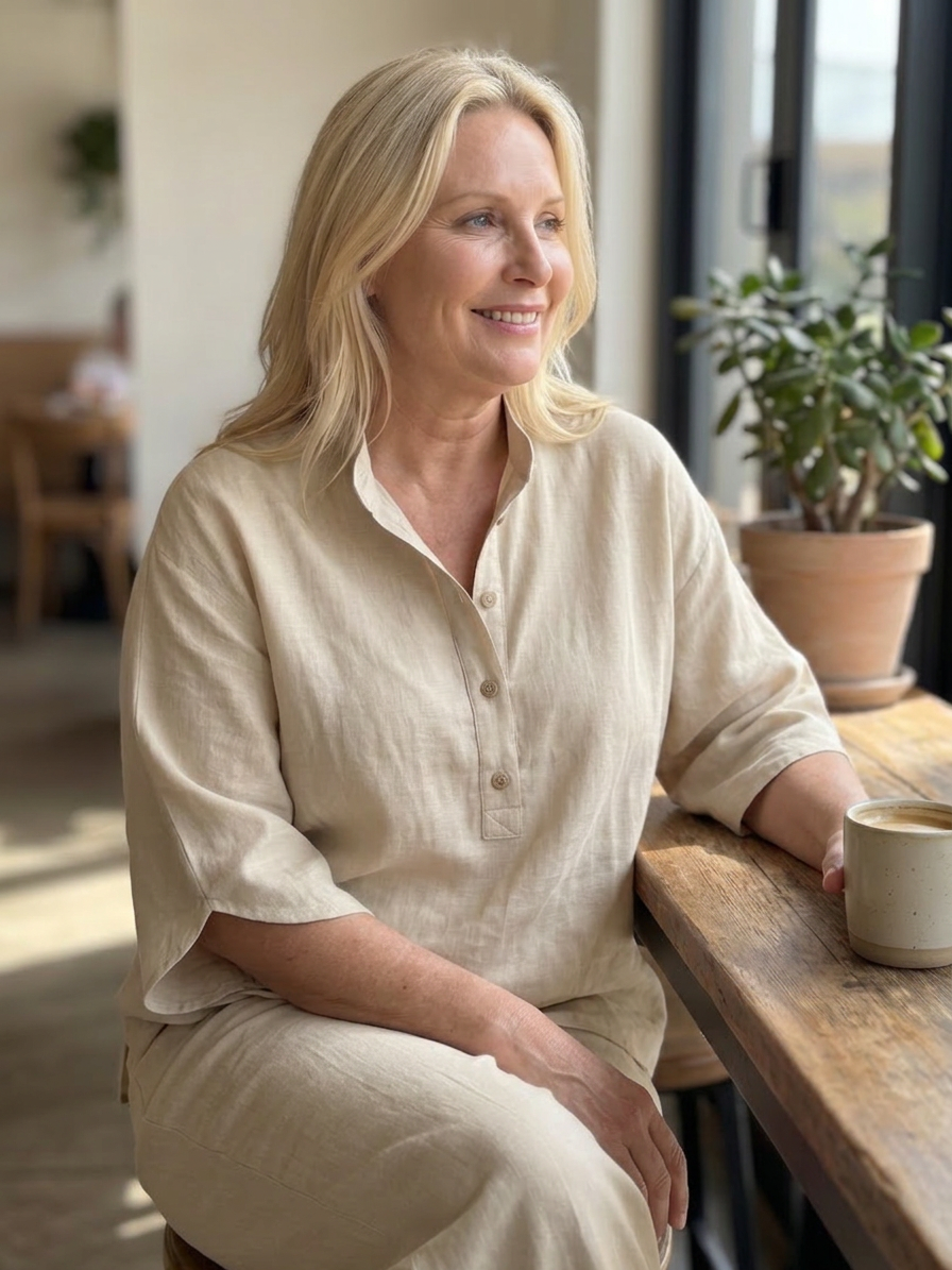 Eleni | Button Front Relaxed Tunic Trouser Set