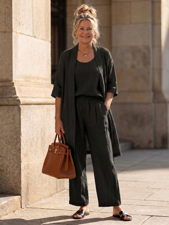 Evadne | Three Piece Relaxed Top Trouser Set