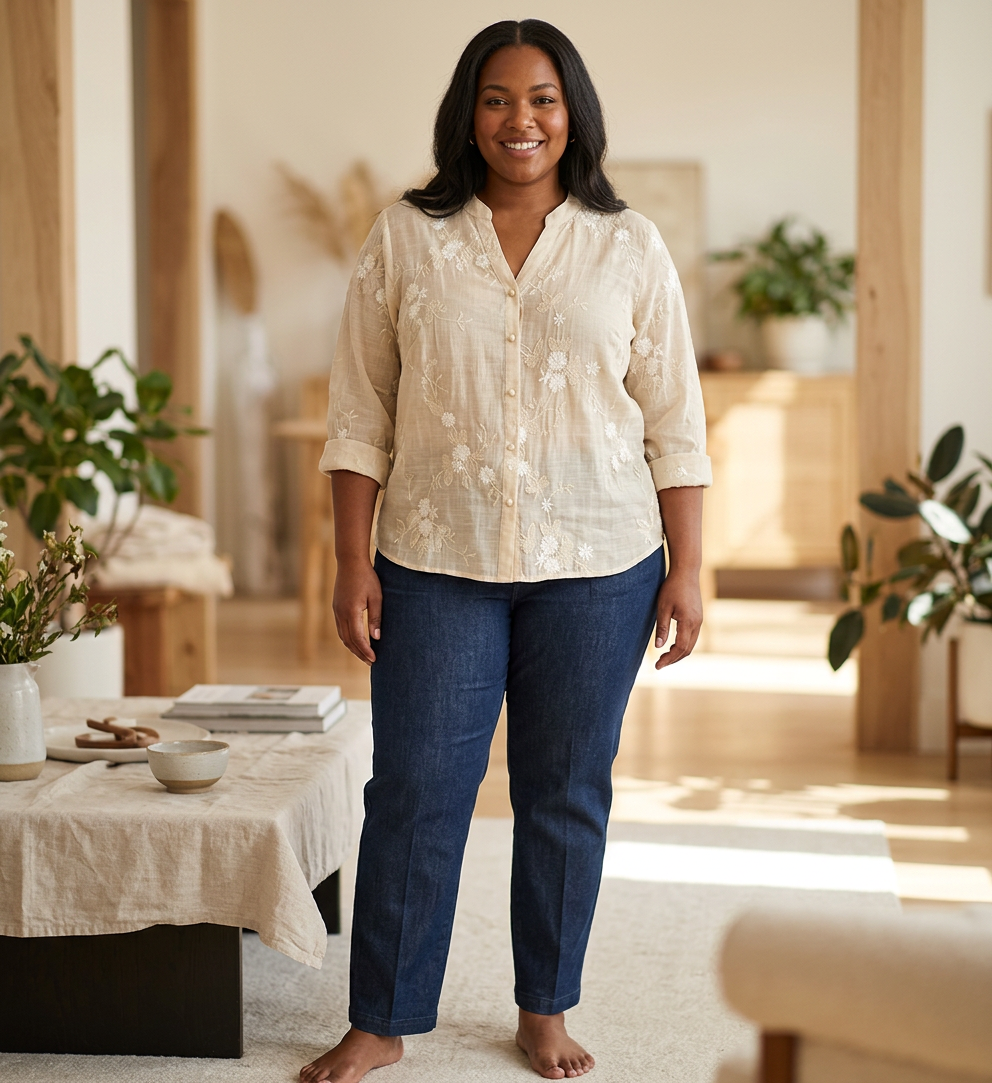 Daria - Pure Cotton Embroidered Shirt