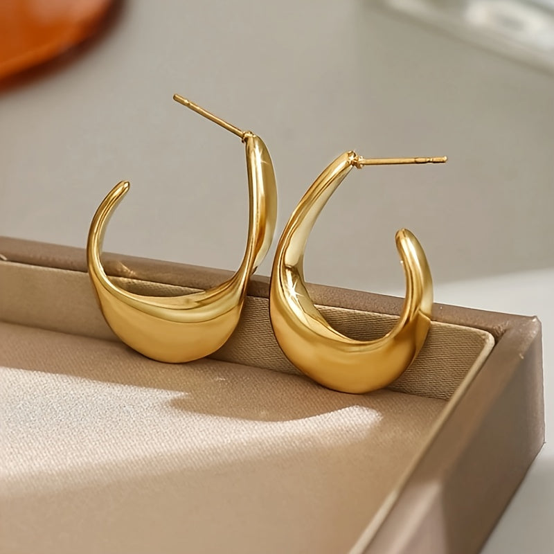 Ffion Crescent Hoop Earrings | Gold