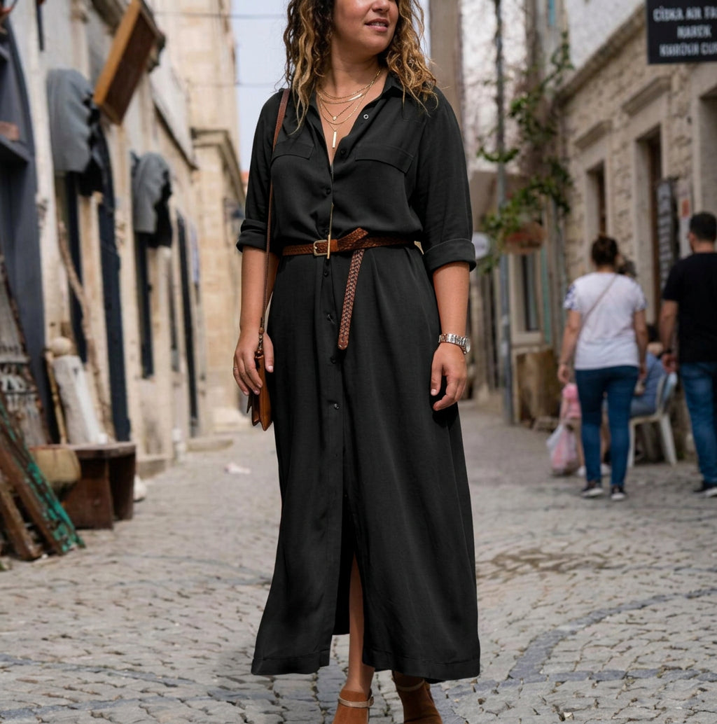 Lark Long Sleeve Belted Dress: Elegant Feminine Silhouette