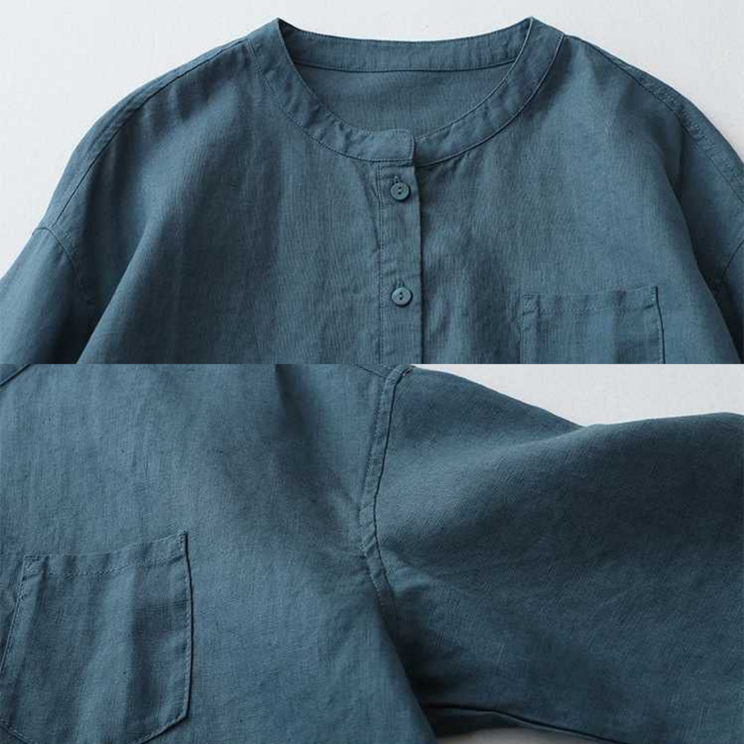 Cataleya - Classic Pure Cotton Plain Shirt With Pocket