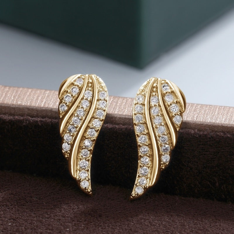 Mireille Leaf Pave Earrings | Gold