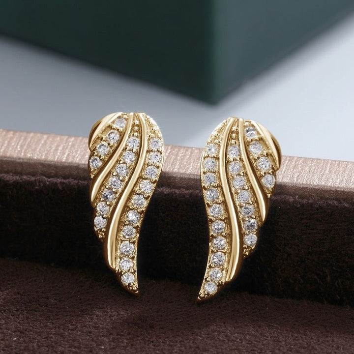 Mireille Leaf Pave Earrings | Gold