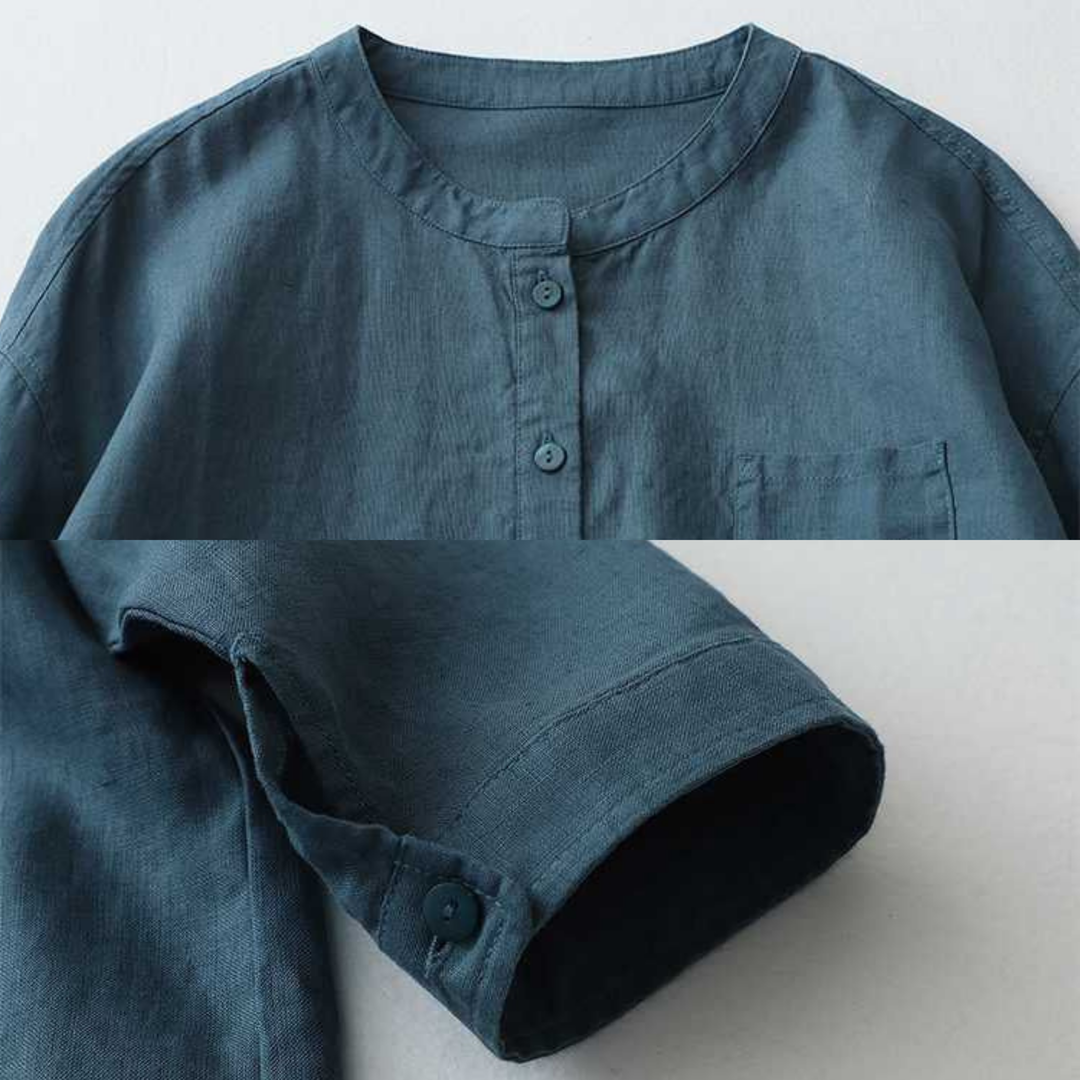 Cataleya - Classic Pure Cotton Plain Shirt With Pocket
