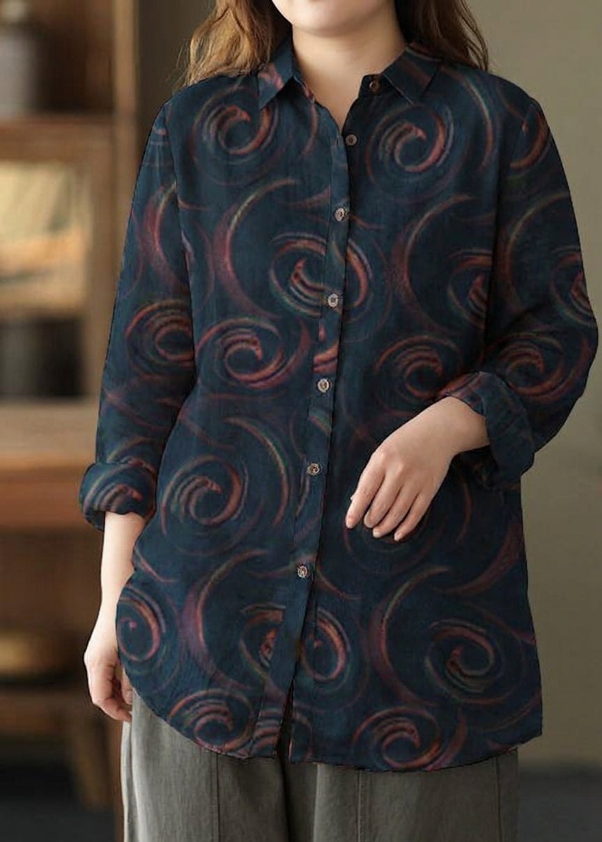 Liora -  Spring Tunic Pattern Photography Red Print Blouse