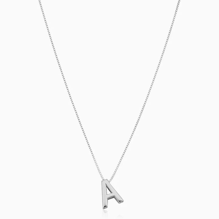 Maia letter initial necklace | White Gold