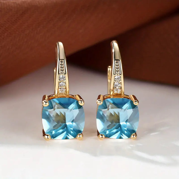 Kaia Sapphire Stone Hoop Earrings | Gold