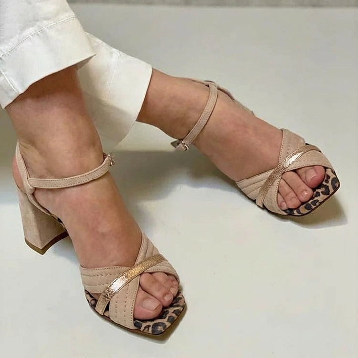 CROSS-BAND HEEL SANDALS