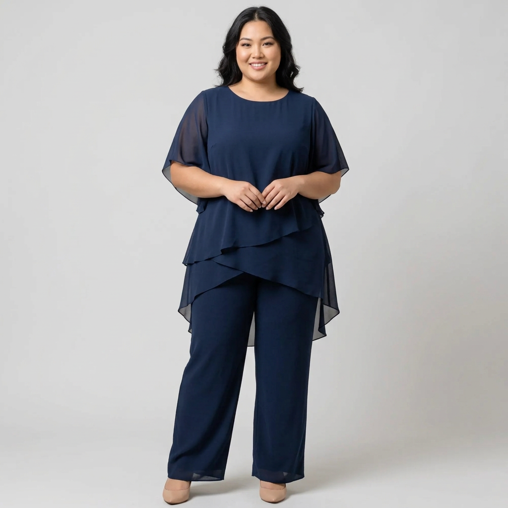 Isolde | Suit with draped palazzo Trousers