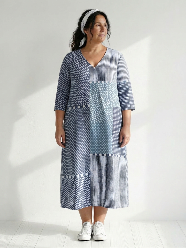 Theodora | Fit Patchwork Midi Dress