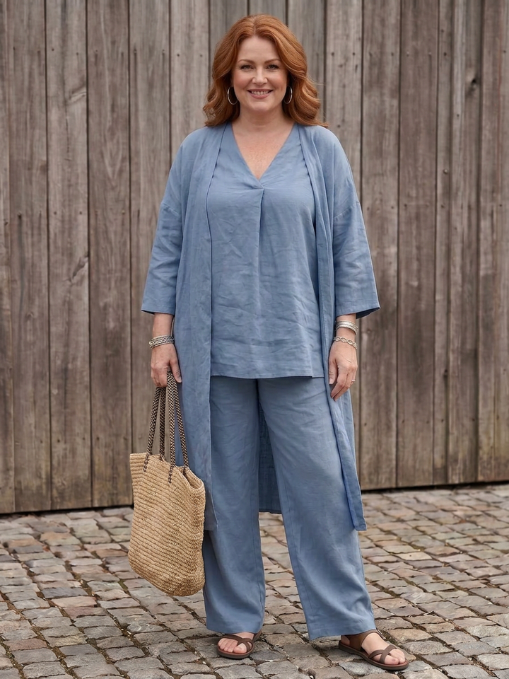 Juna | Loose Tunic Top Wide Leg Trouser Set