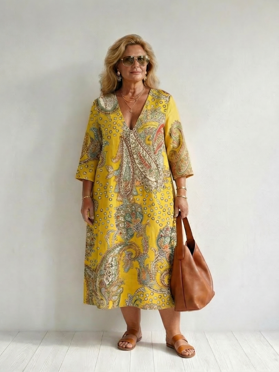 Layla | Soft Paisley Midi Dress
