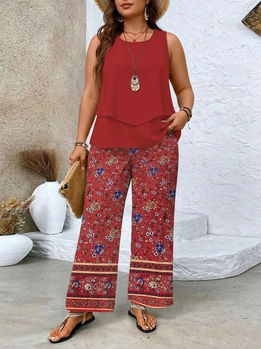 Ysolde | Sleeveless Top And Wide-Leg Trousers Set