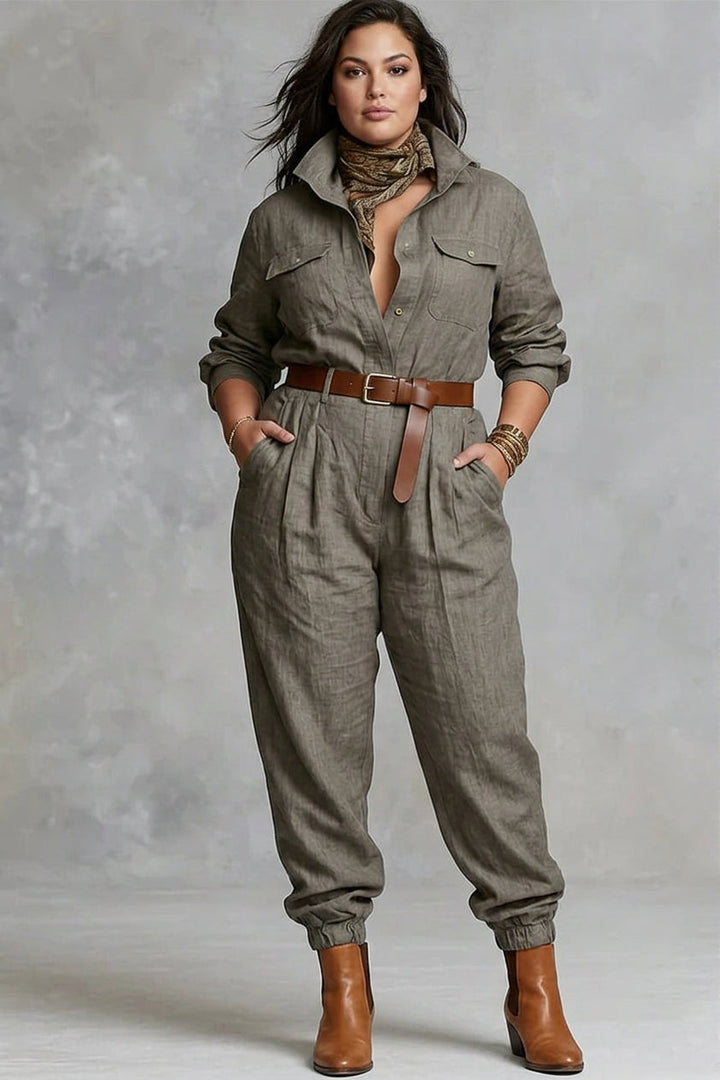 Mireille - Cotton And Linen Shirt Jumpsuit