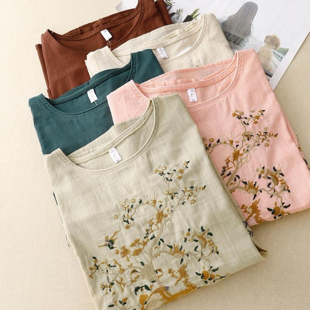 Anwen - Pure Cotton Embroidered Comfortable Top