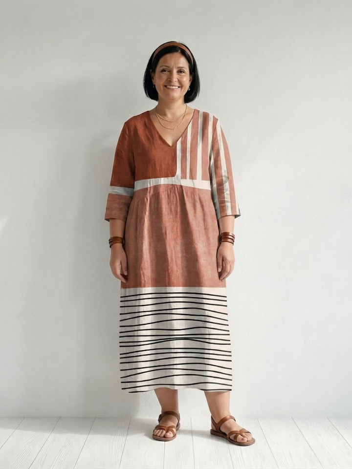 Dahlia | Easy Mixed Stripe Midi Dress