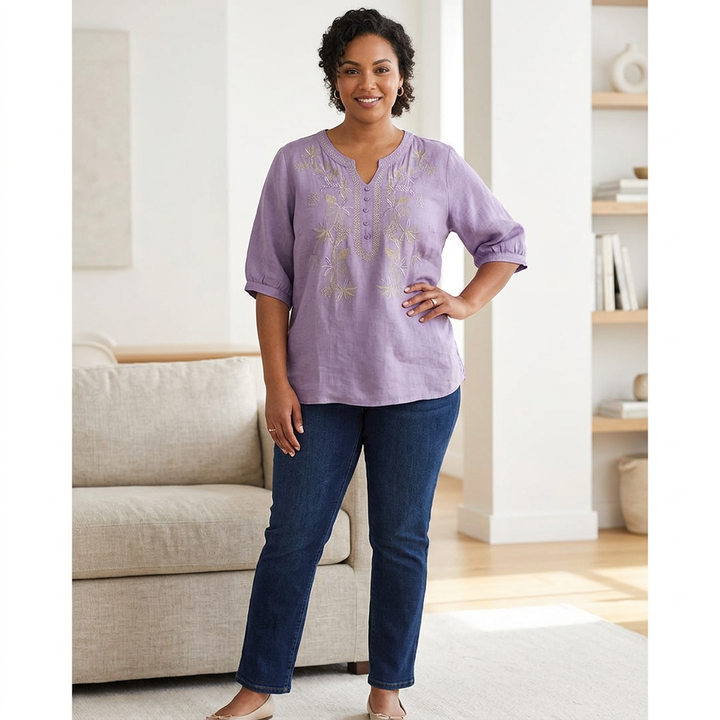Fauna - Pure Cotton Embroidered Comfortable Top