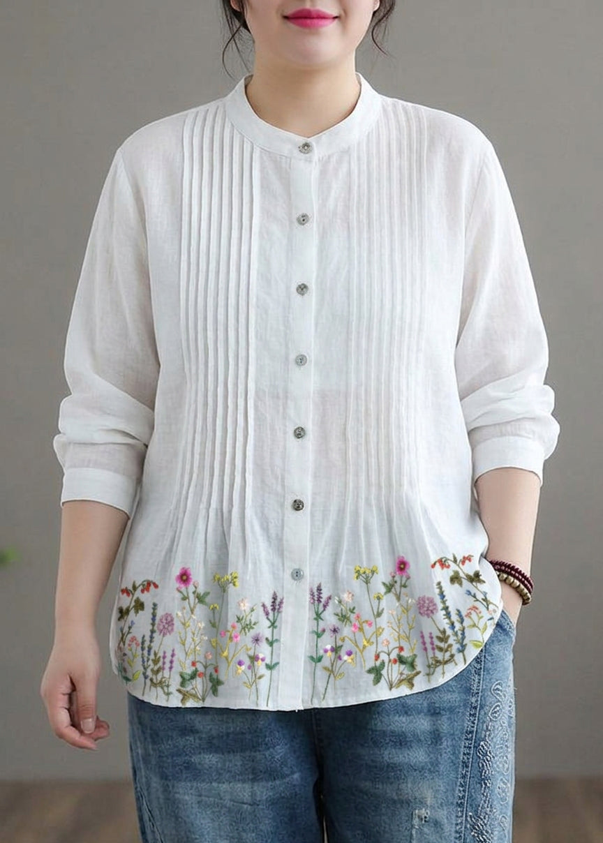 Cosima - Organic White Linen Shirt Tunics Women Ramie Blouse