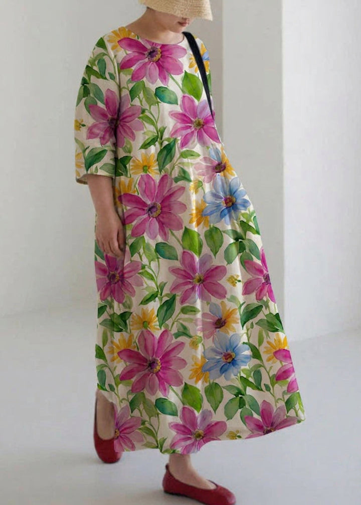 Celestine - Apricot Cotton Dresses Pockets Patchwork Spring
