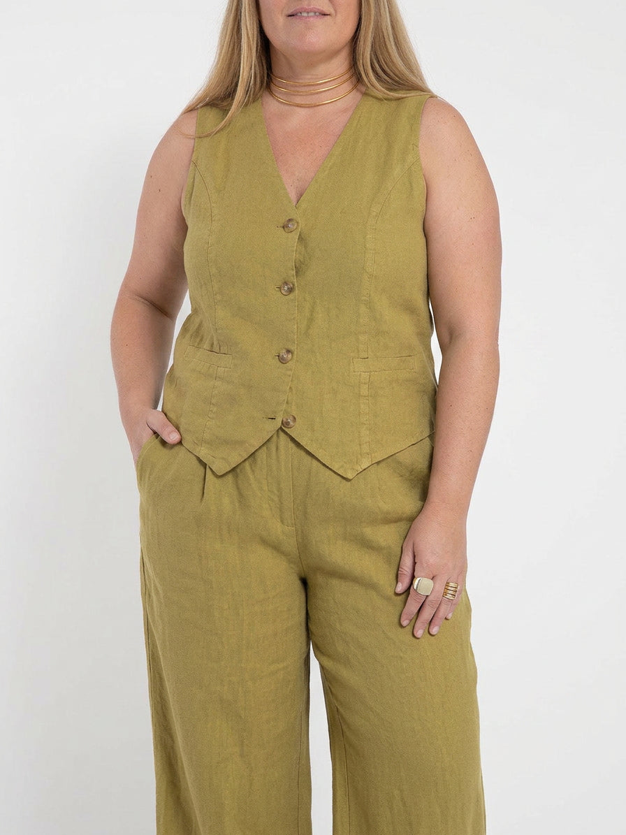 Seraphina – Co-ord Set Elegant Two-Piece With Waistcoat &amp; Trousers Wide-Leg