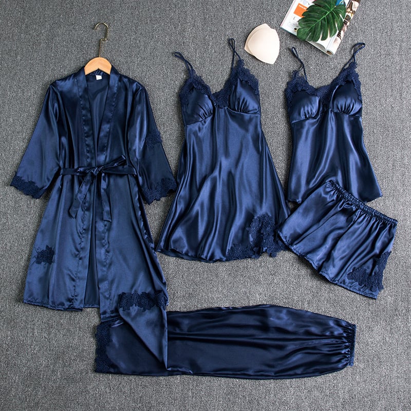 Selma | 5-Piece Silk Lace Nightwear Set