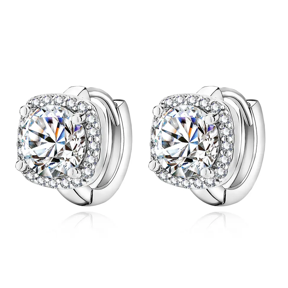 Hana square earrings | White Gold