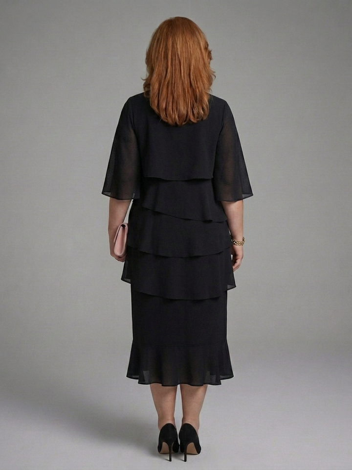 Rhea | Midi Dress with Layered Sleeves