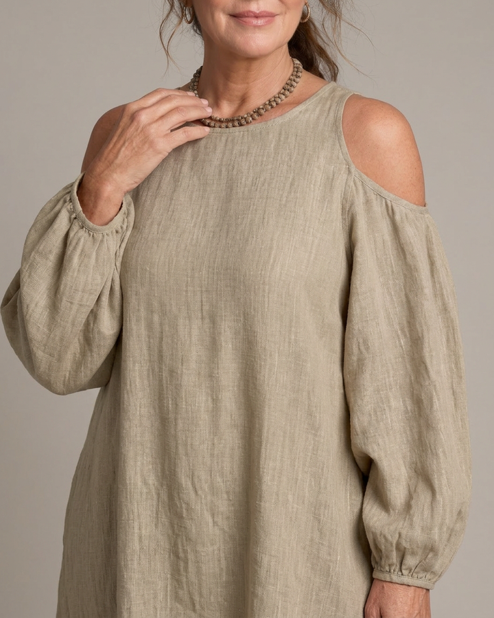 Bria | Cold Shoulder Balloon Sleeve Relaxed Maxi Dress