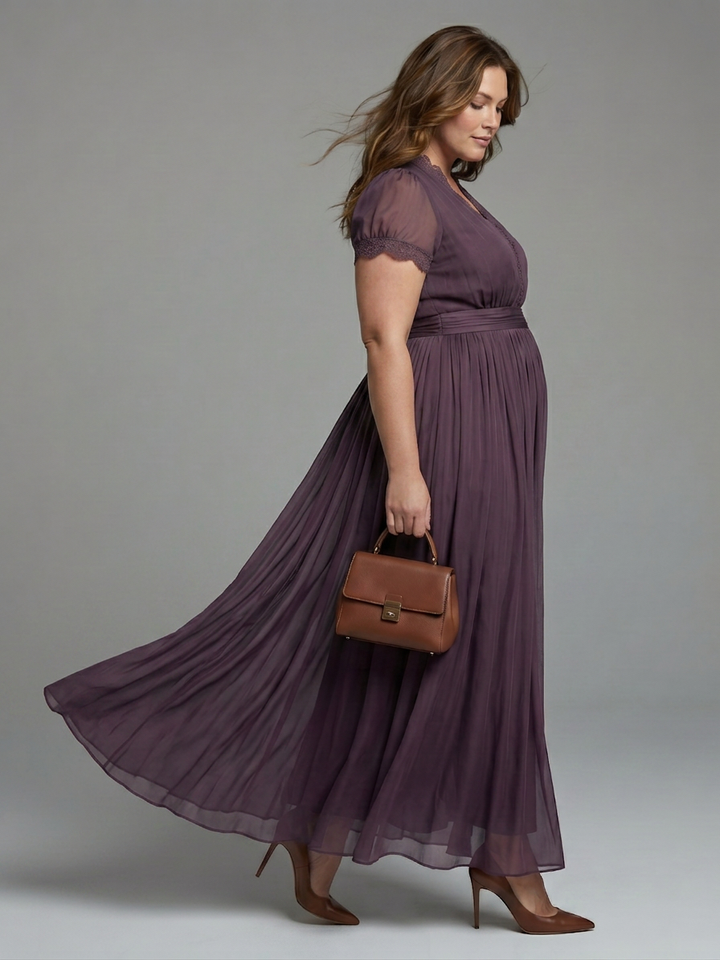 Belen | Gathered Waist Keyhole Maxi Dress
