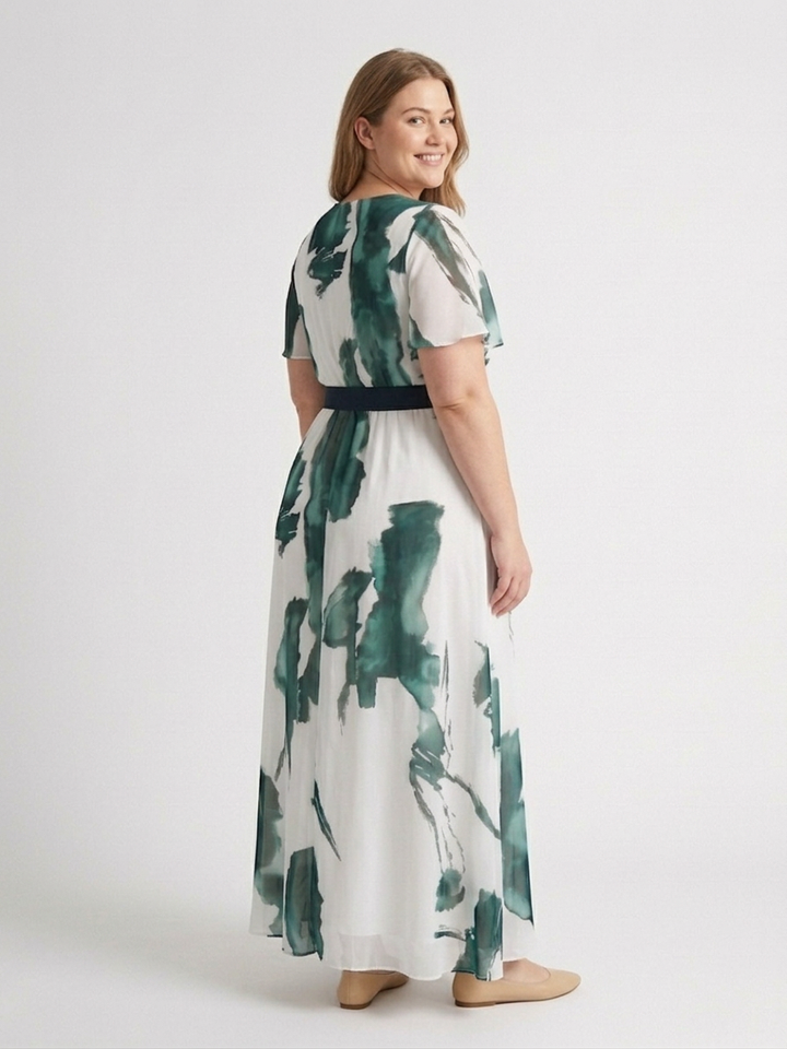 Livia | Flutter Sleeve Belted Maxi Dress