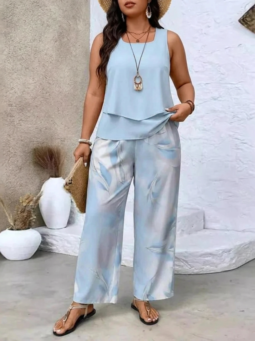 Ysolde | Sleeveless Top And Wide-Leg Trousers Set