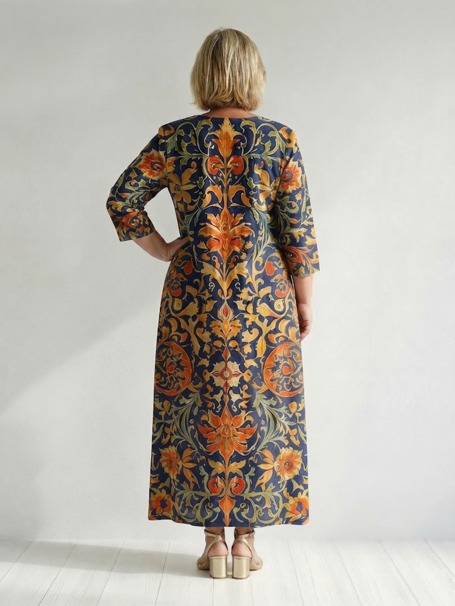 Laisa | Clean Ornate Floral Midi Dress